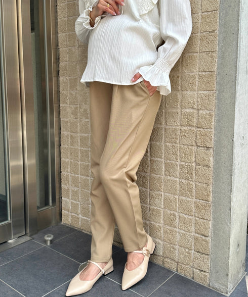 【マタニティ】お腹楽々のびのびマタニティテーパードパンツ 美シルエット | MD2265098 | ベージュ
