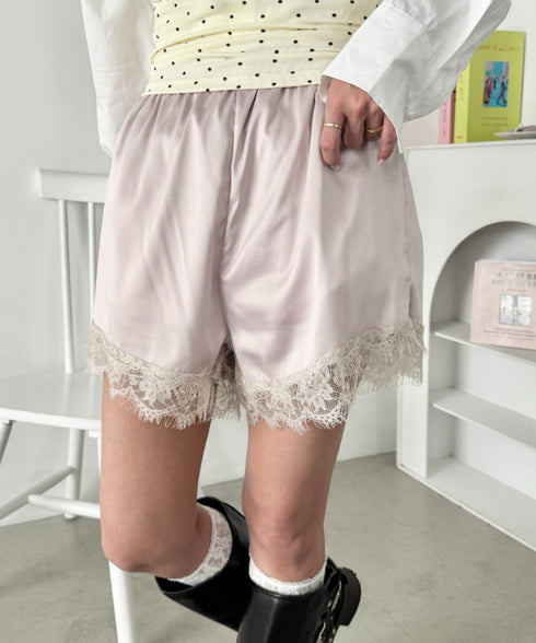 サテンレースショートパンツ | SL2265112 | グレイッシュベージュ