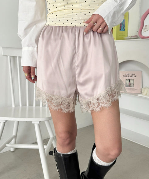 サテンレースショートパンツ | SL2265112 | グレイッシュベージュ