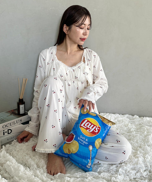 【3点SET】アソートルームウェア パジャマ カップ付きキャミ/ ロングパンツ/前開きトップス | MD2265100 | ホワイト系その他2