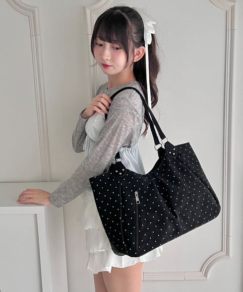 ドットショルダートートバッグ | LO1265086 | ブラック