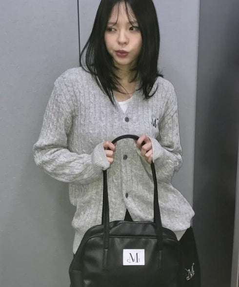 MUCENT(ムセント)/軽量 A4収納可 ロゴパッチ ショルダー トートバッグ/TIVE LEATHER SHOULDER BAG UNISEX | AT1262071 | ブラック