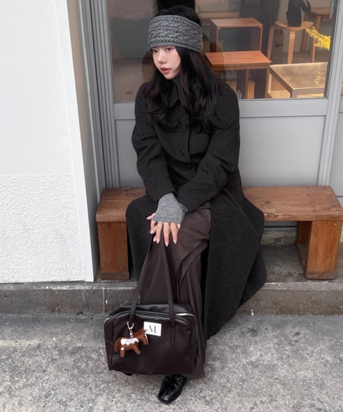 MUCENT(ムセント)/軽量 A4収納可 ロゴパッチ ショルダー トートバッグ/TIVE LEATHER SHOULDER BAG UNISEX | AT1262071 | ブラック