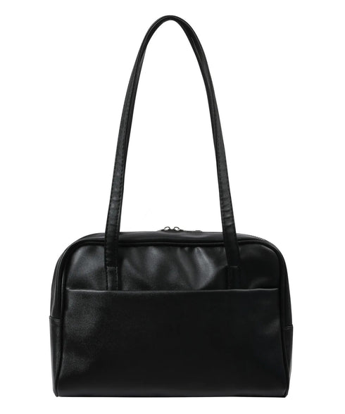 MUCENT(ムセント)/軽量 A4収納可 ロゴパッチ ショルダー トートバッグ/TIVE LEATHER SHOULDER BAG UNISEX | AT1262071 | ブラック