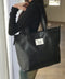 MUCENT(ムセント)/軽量 A4サイズ収納可 ロゴパッチ サイド ジッパー ショルダー トート バッグ/RIENNE SIDE ZIPPER LEATHER SHOULDER BAG | AT1262072 | ブラック