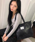 MUCENT(ムセント)/軽量 A4サイズ収納可 ロゴパッチ サイド ジッパー ショルダー トート バッグ/RIENNE SIDE ZIPPER LEATHER SHOULDER BAG | AT1262072 | ブラック