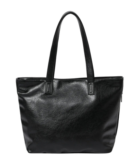MUCENT(ムセント)/軽量 A4サイズ収納可 ロゴパッチ サイド ジッパー ショルダー トート バッグ/RIENNE SIDE ZIPPER LEATHER SHOULDER BAG | AT1262072 | ブラック
