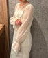 ジャガードシアースリーブロングドレス ロングワンピース パーティードレス 結婚式 お呼ばれ オケージョンドレス | MD2265115 | アイボリー