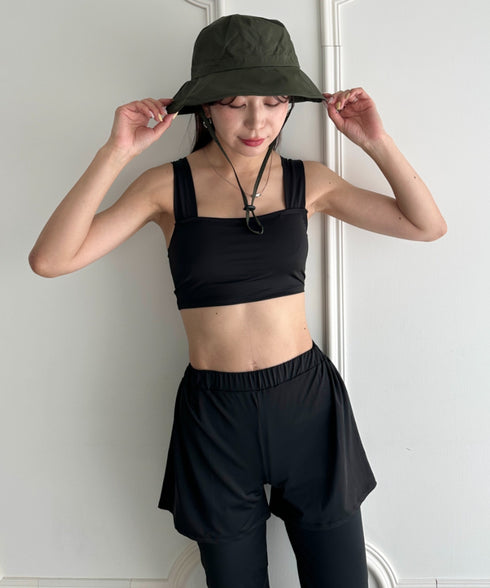 水着5点セットタンキニ上下レギンス長袖トップスショートパンツ 大人水着 UVカット セパレートトレーニングウェア 水陸両用 | MD2262053 | ブラック