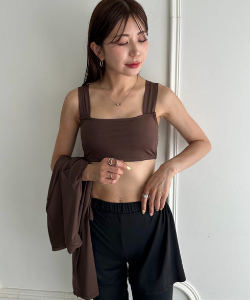 水着5点セットタンキニ上下レギンス長袖トップスショートパンツ 大人水着 UVカット セパレートトレーニングウェア 水陸両用 | MD2262053 | ブラウン