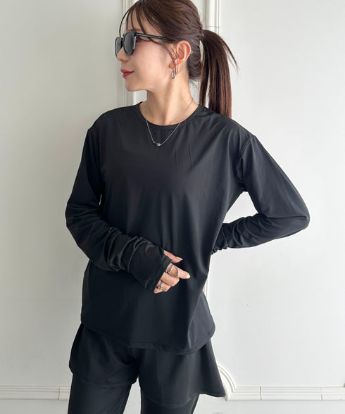 水着5点セットタンキニ上下レギンス長袖トップスショートパンツ 大人水着 UVカット セパレートトレーニングウェア 水陸両用 | MD2262053 | ブラック