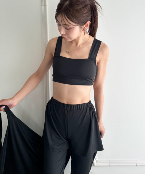 水着5点セットタンキニ上下レギンス長袖トップスショートパンツ 大人水着 UVカット セパレートトレーニングウェア 水陸両用 | MD2262053 | ブラック