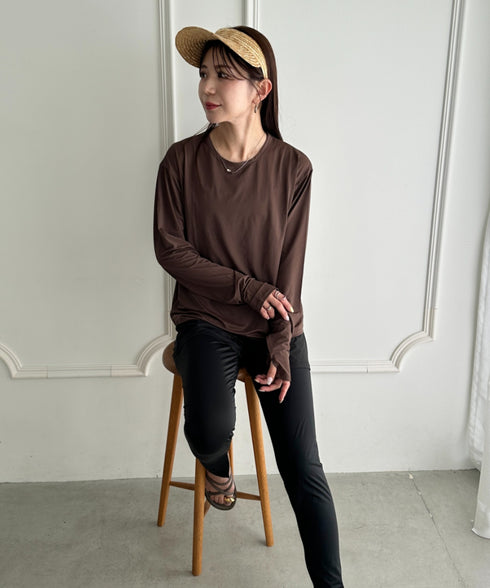 水着5点セットタンキニ上下レギンス長袖トップスショートパンツ 大人水着 UVカット セパレートトレーニングウェア 水陸両用 | MD2262053 | ブラウン