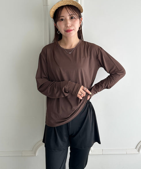 水着5点セットタンキニ上下レギンス長袖トップスショートパンツ 大人水着 UVカット セパレートトレーニングウェア 水陸両用 | MD2262053 | ブラウン