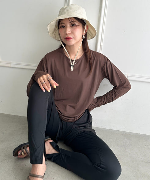 水着5点セットタンキニ上下レギンス長袖トップスショートパンツ 大人水着 UVカット セパレートトレーニングウェア 水陸両用 | MD2262053 | ブラウン