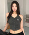 MUCENT(ムセント)/ホルターネック スリーブレス クロップ タンクトップ/MERA HALTER NECK CROP SLEEVELESS | AT2262078 | チャコールグレー