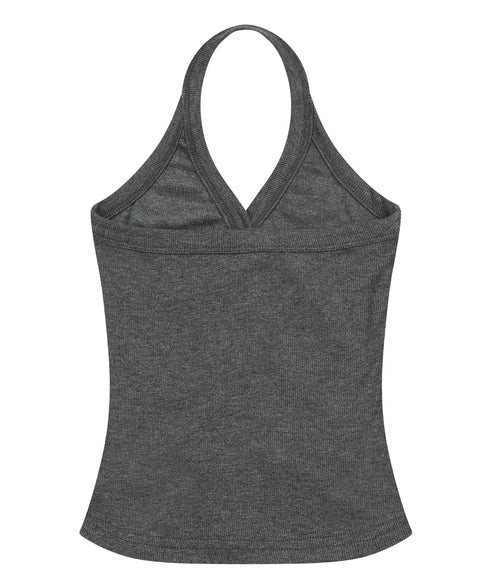 MUCENT(ムセント)/ホルターネック スリーブレス クロップ タンクトップ/MERA HALTER NECK CROP SLEEVELESS | AT2262078 | チャコールグレー
