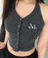 MUCENT(ムセント)/ホルターネック スリーブレス クロップ タンクトップ/MERA HALTER NECK CROP SLEEVELESS | AT2262078 | チャコールグレー