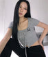 MUCENT(ムセント)/ルケ アイレット レースアップ コルセット 半袖 Tシャツ/LUKE EYELET LACE-UP CORSET HALF T | AT2262080 | グレー