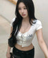 MUCENT(ムセント)/ルケ アイレット レースアップ コルセット 半袖 Tシャツ/LUKE EYELET LACE-UP CORSET HALF T | AT2262080 | ホワイト