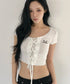 MUCENT(ムセント)/ルケ アイレット レースアップ コルセット 半袖 Tシャツ/LUKE EYELET LACE-UP CORSET HALF T | AT2262080 | ホワイト