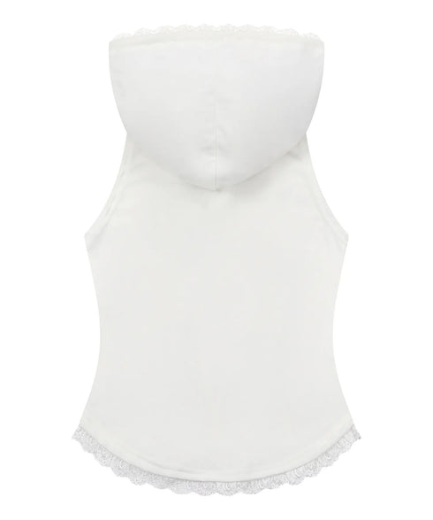 MUCENT(ムセント)/アセン レース スリムフィット フード スリーブレス タンクトップ/ASEN LACE SLIM HOOD SLEEVELESS | AT2262081 | ホワイト