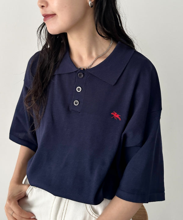 POLOCHAMPS(ポロチャンプス)/ワンポイント刺繍 ポロシャツ 半端袖 オーバーFIT/POLOSHIRT | IM2262084 | ネイビー