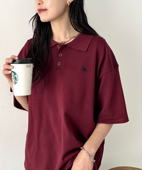 POLOCHAMPS(ポロチャンプス)/ワンポイント刺繍 ポロシャツ 半端袖 オーバーFIT/POLOSHIRT | IM2262084 | ワインレッド