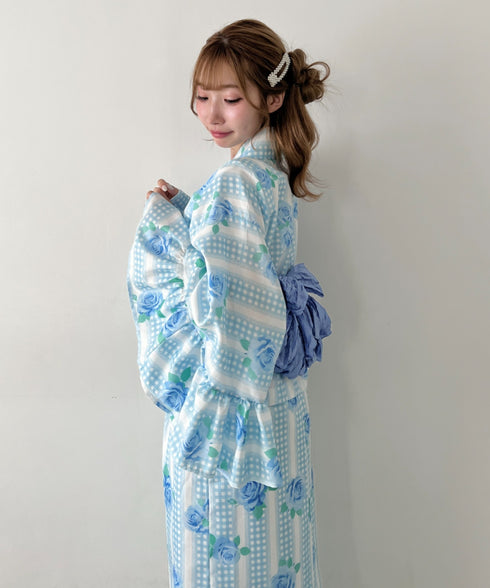【かんたん着付け】フリル浴衣3点セット【セパレート浴衣】 | LO2262048 | サックスブルー