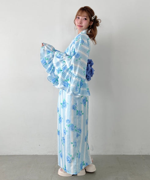 【かんたん着付け】フリル浴衣3点セット【セパレート浴衣】 | LO2262048 | サックスブルー