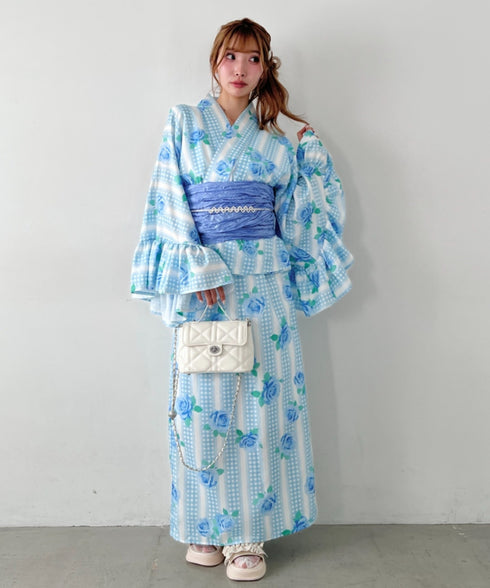 【かんたん着付け】フリル浴衣3点セット【セパレート浴衣】 | LO2262048 | サックスブルー