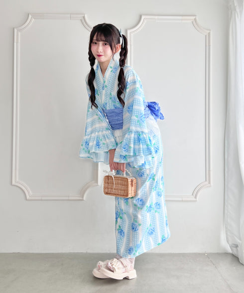 【かんたん着付け】フリル浴衣3点セット【セパレート浴衣】 | LO2262048 | サックスブルー