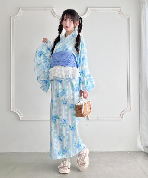 【かんたん着付け】フリル浴衣3点セット【セパレート浴衣】 | LO2262048 | サックスブルー