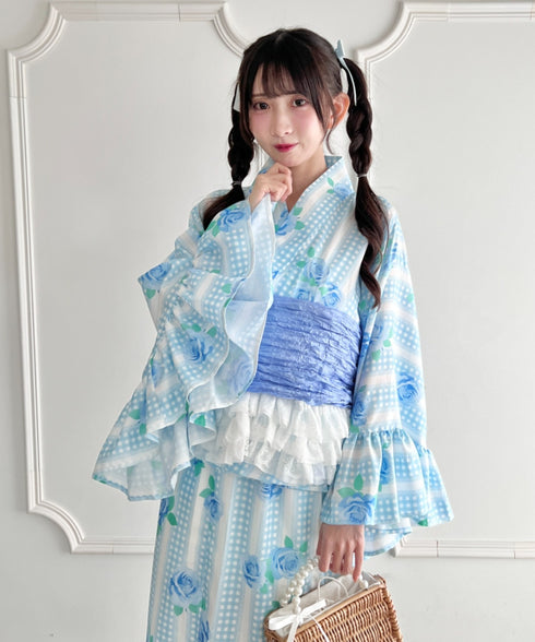 【かんたん着付け】フリル浴衣3点セット【セパレート浴衣】 | LO2262048 | サックスブルー