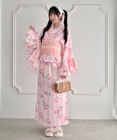 【かんたん着付け】フリル浴衣3点セット【セパレート浴衣】 | LO2262048 | ピンク