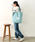 THE NORTH FACE(ザ・ノースフェイス)/A4対応 大容量 ロゴプリント コットン キャンバストートバッグ/TNF LOGO COTTON BAG M | IM1262087 | ターコイズブルー
