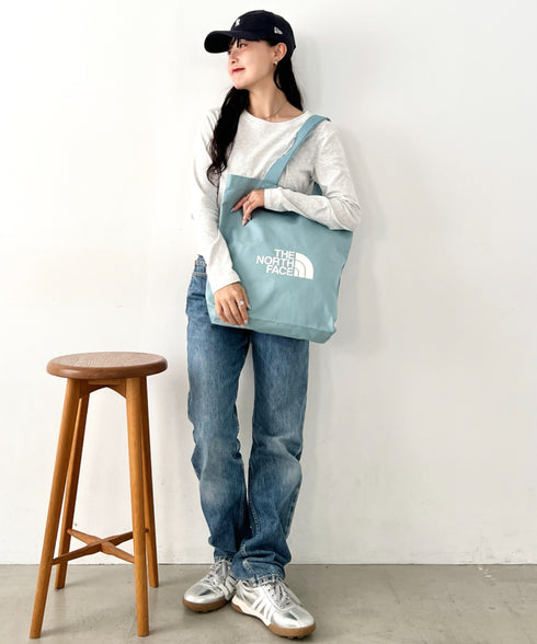 THE NORTH FACE(ザ・ノースフェイス)/A4対応 大容量 ロゴプリント コットン キャンバストートバッグ/TNF LOGO COTTON BAG M | IM1262087 | ターコイズブルー