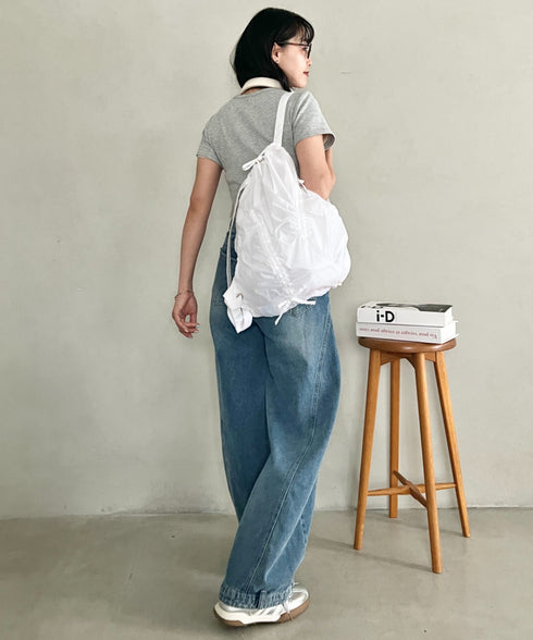THE NORTH FACE(ザ・ノースフェイス)/超軽量 ナップサック ロゴプリント ドローストリングバッグ/BONNEY SR DRAWSTRING BAG | IM1262090 | ホワイト