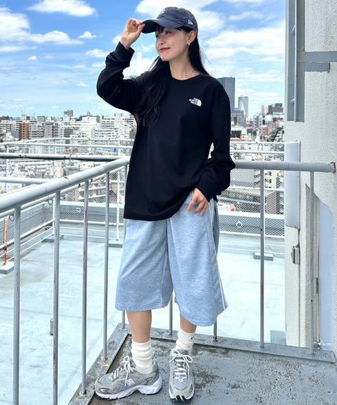 THE NORTH FACE(ザ・ノースフェイス)/ワンポイント ロゴプリント クルーネック 長袖 無地 ロンT /M'S EVERLITTE L/S TEE | IM2263012 | ブラック