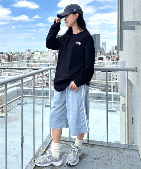 THE NORTH FACE(ザ・ノースフェイス)/ワンポイント ロゴプリント クルーネック 長袖 無地 ロンT /M'S EVERLITTE L/S TEE | IM2263012 | ブラック