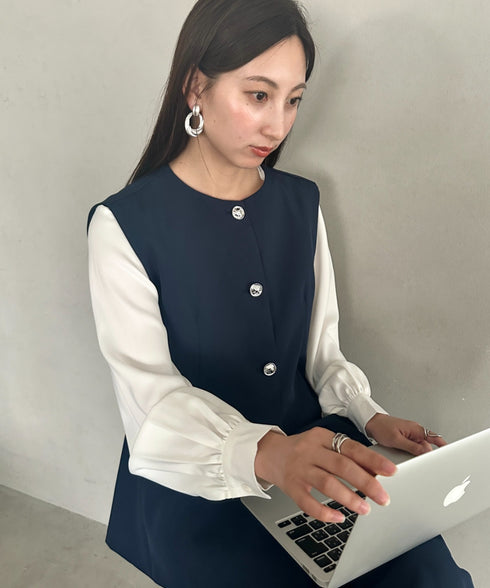 ペプラムベスト＋パンツ 2点SET フォーマルスーツセット | MD2266008 | ネイビー