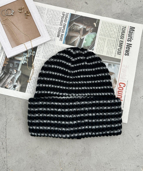バイカラーボーダーニットキャップ | SL5266033 | ブラック
