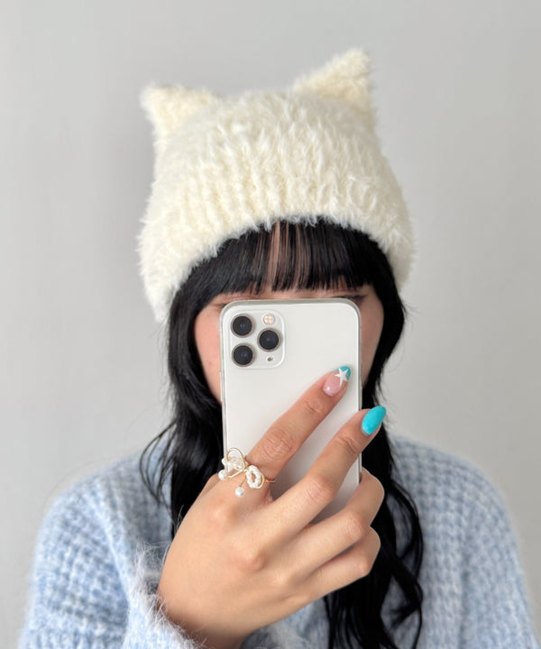 猫耳シャギーニットキャップ | SL5264007 | アイボリー