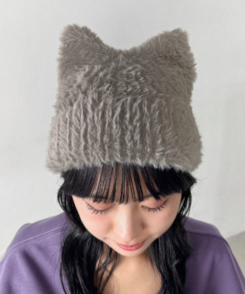 猫耳シャギーニットキャップ | SL5264007 | グレー