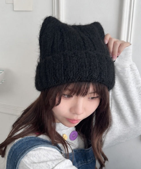 モチモチ猫耳ニットキャップ | SL5266034 | ブラック
