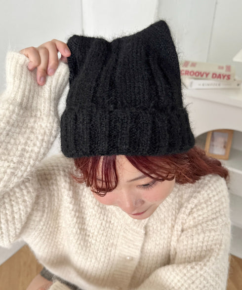 モチモチ猫耳ニットキャップ | SL5266034 | ブラック