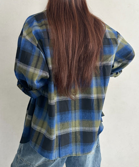 ビックシルエットメンズライクチェックシャツ | MD2266043 | ネイビー
