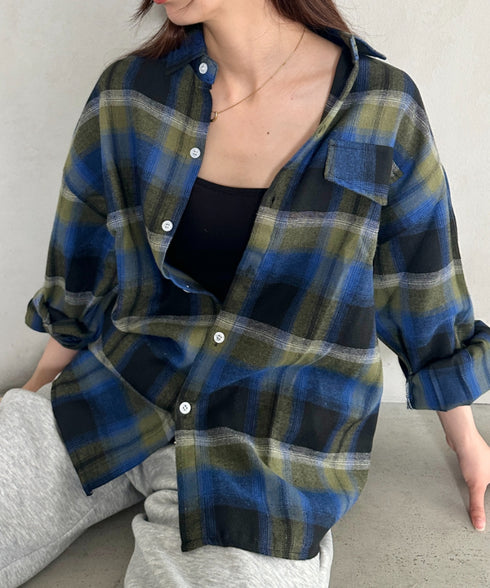 ビックシルエットメンズライクチェックシャツ | MD2266043 | ネイビー