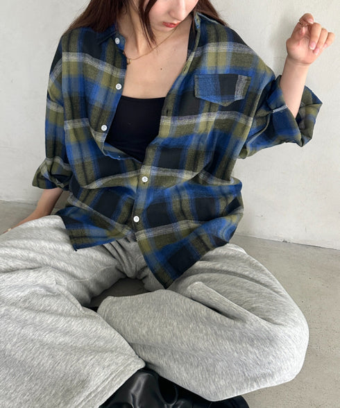ビックシルエットメンズライクチェックシャツ | MD2266043 | ネイビー