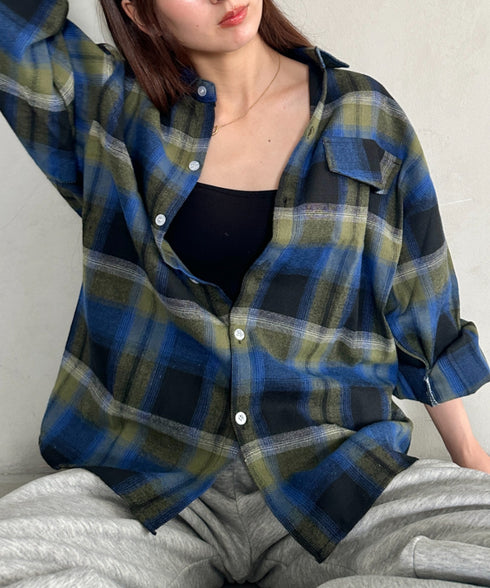 ビックシルエットメンズライクチェックシャツ | MD2266043 | ネイビー